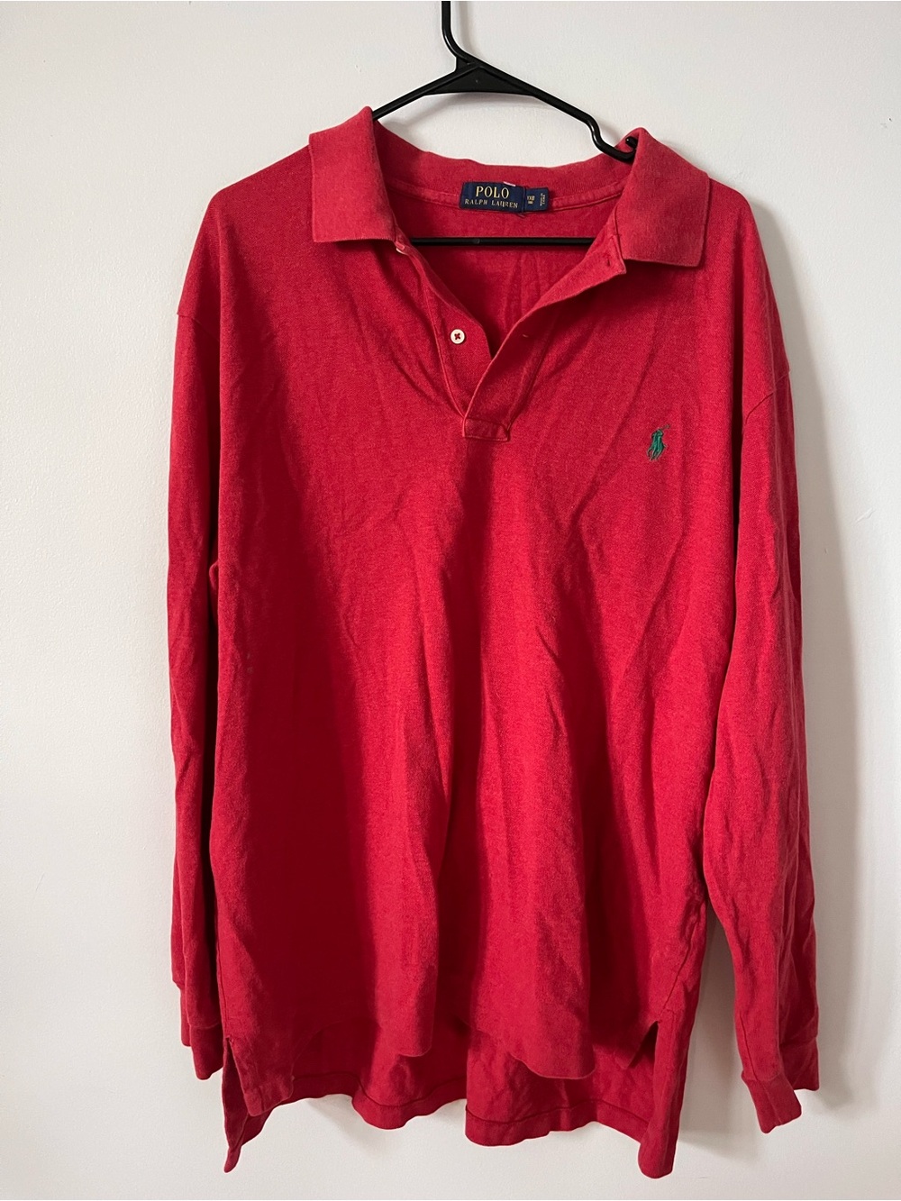 Polo by Ralph Lauren Red Long-Sleeve Polo Shirt vintage single stitch